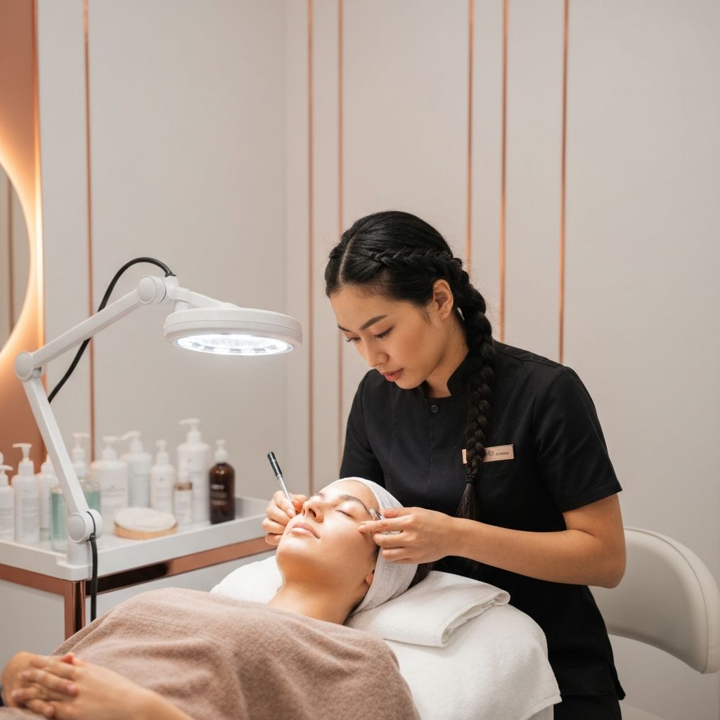 Profesional realizando tratamiento facial a cliente